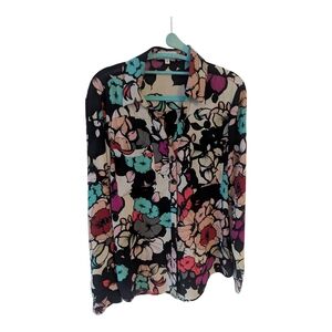 Express Portofino Floral Button Down Shirt - Multicolor